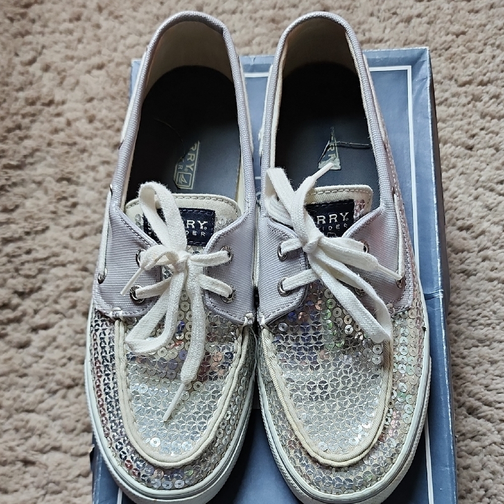 Sperry Women's Sequin Boat Shoes - Silver